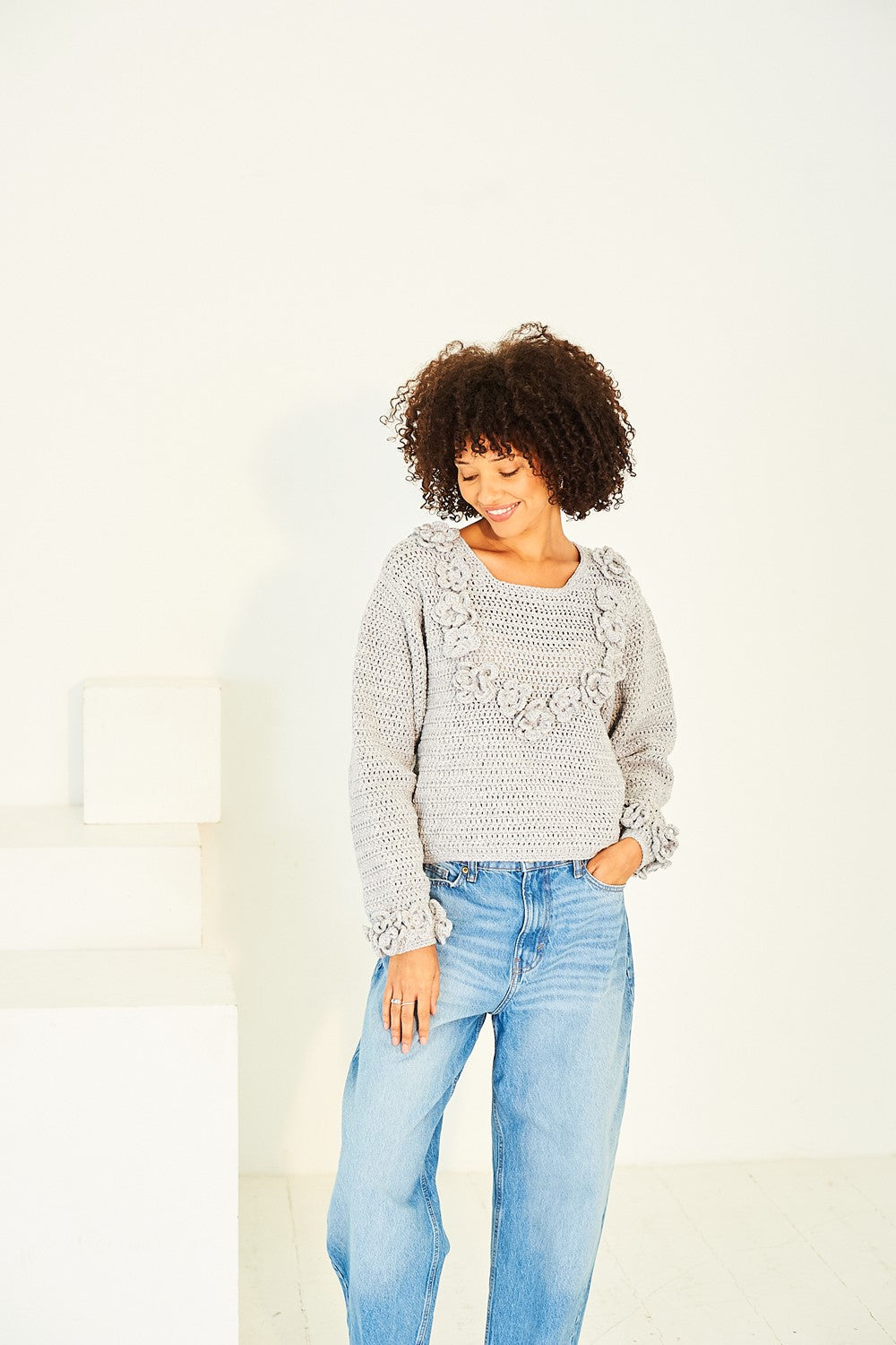 Crochet Round Neck and V-Neck Sweaters in Stylecraft Soft Pastels 10154