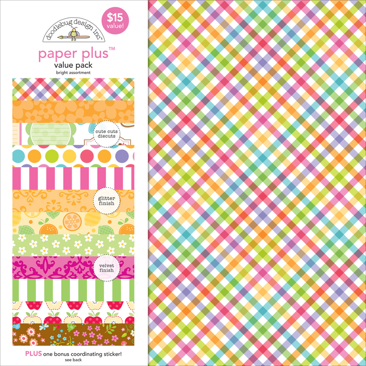 Doodlebug Paper Plus Value Pack 12"X12" - Bright