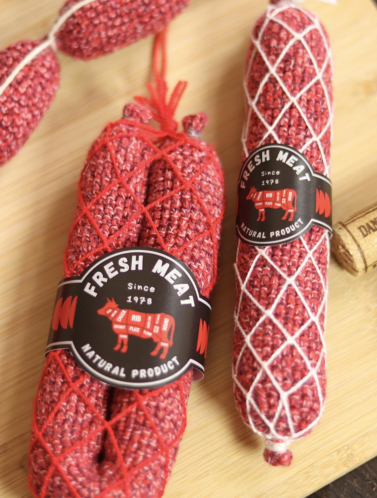 Crochet Sausage & Salami Amigurumi Pattern | Miniature Deli Meats (PDF Tutorial)