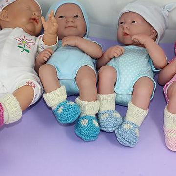 Premature Tiny and Newborn Baby Sock and Slipper Booties 4 designs