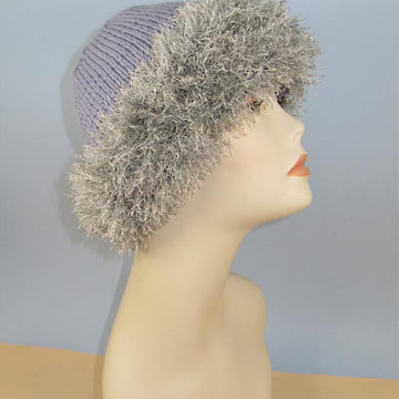 Faux Fun Fur Trim Beanie Hat