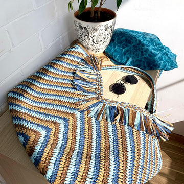 Crochet Raffia Beach Bag Pattern: Fringed Boho Tote