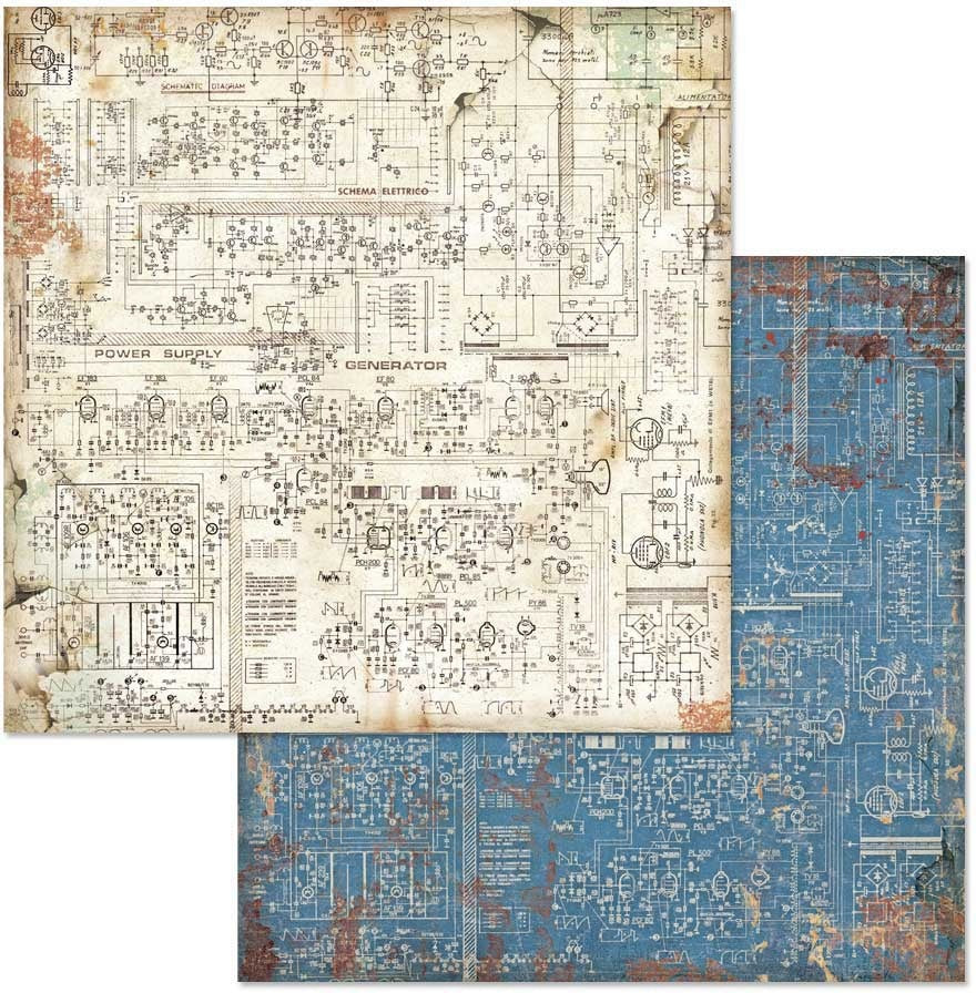 Stamperia Intl Stamperia Double-Sided Cardstock 12"X12" 10/Pkg - Mechanical Fantasy Circuit
