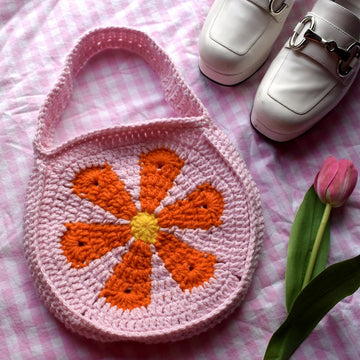 Crochet mini flower bag