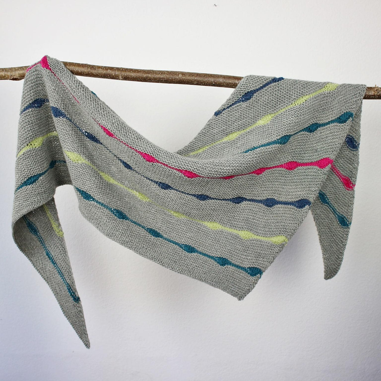 Knitting Pattern Asymmetrical Shawl Hip Hop with Short Row Stripes
