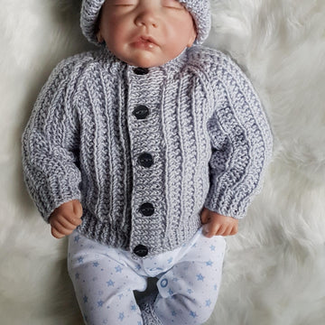 Jacob Baby Cardigan, Hat & Booties knitting pattern in 2 sizes 0-3mths & 6-12mths