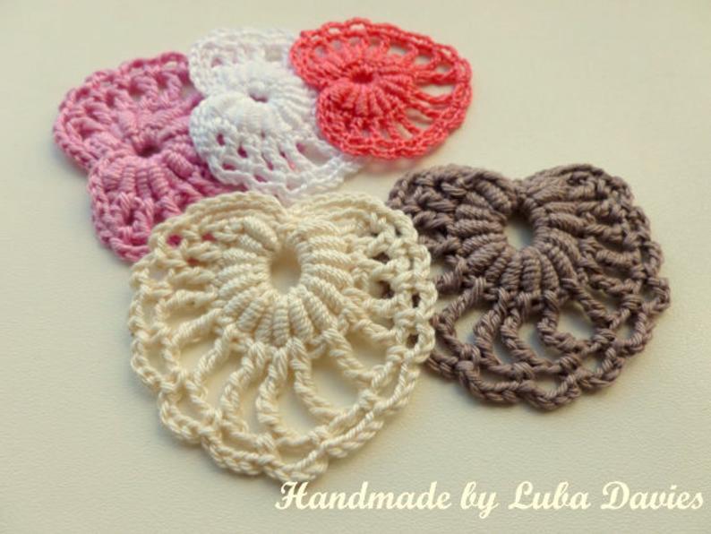 Crochet Bullion Stitch Hearts Motif