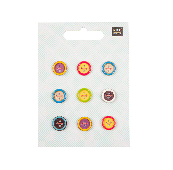 Rico Wooden Button Mix With Colourful Edge