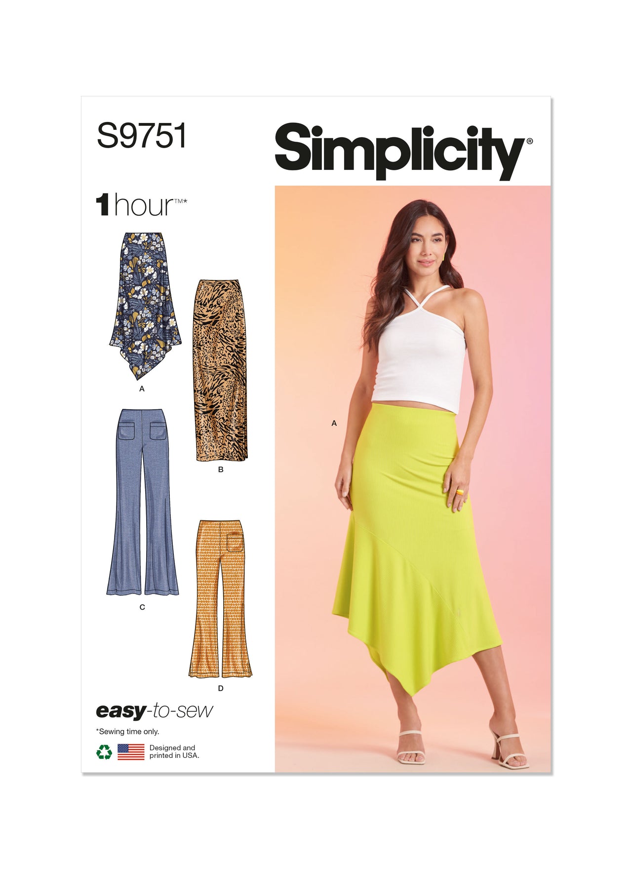 Simplicity Misses' Knit Skirts and Pants in Two Lengths S9751 - Sewing Pattern