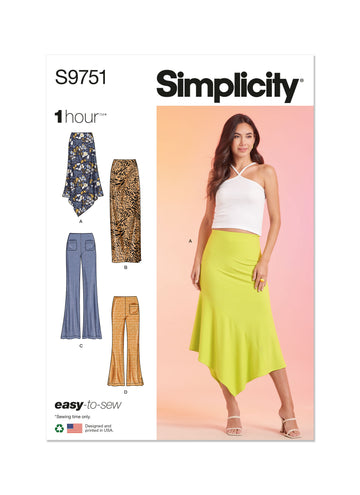 Simplicity Misses' Knit Skirts and Pants in Two Lengths S9751 - Sewing Pattern