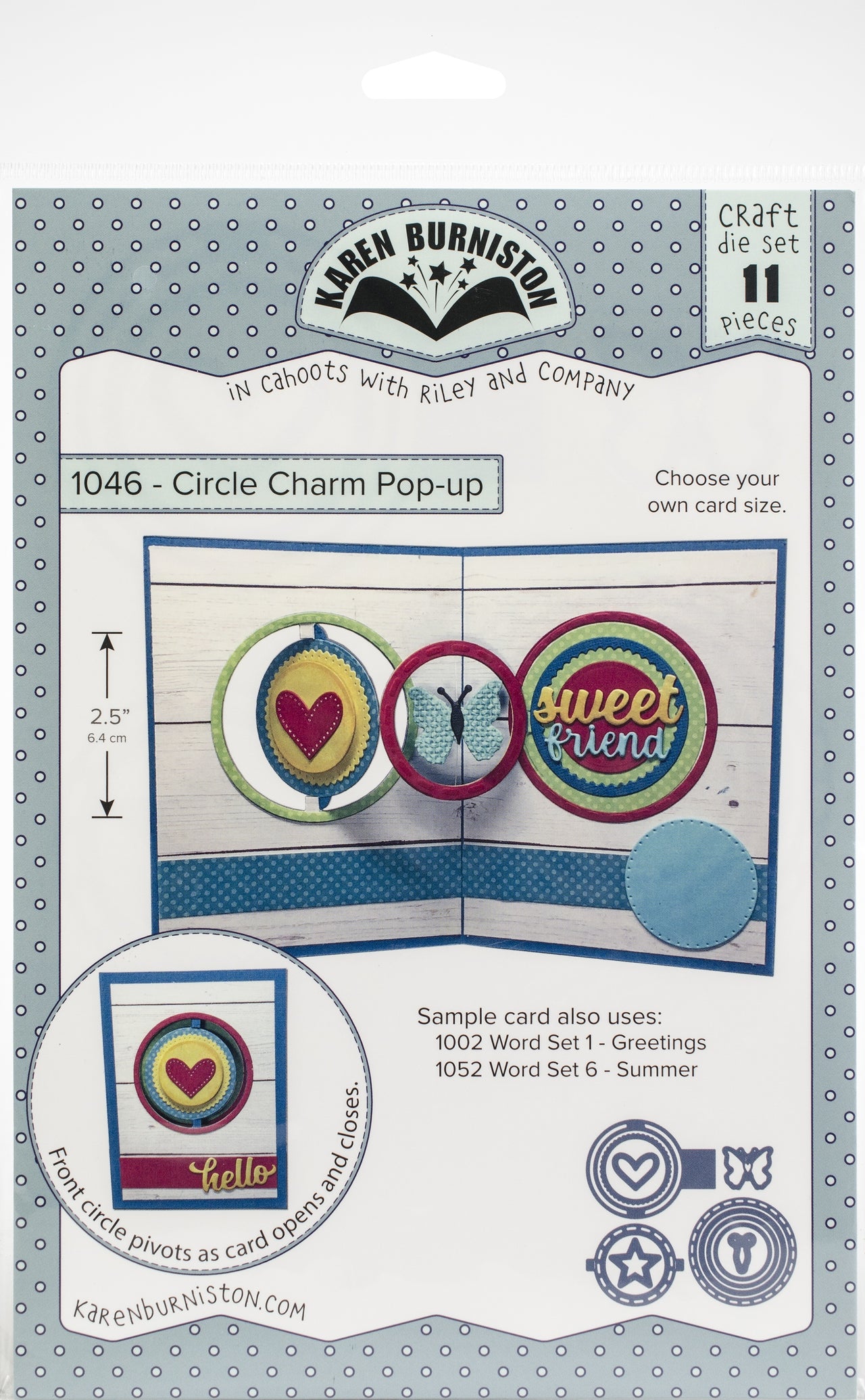 KB Riley Karen Burniston Dies - Circle Charm 2.5"