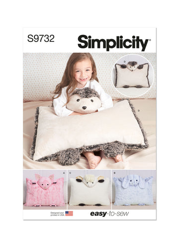 Simplicity Plush Animal Pillow Cases S9732 - Sewing Pattern