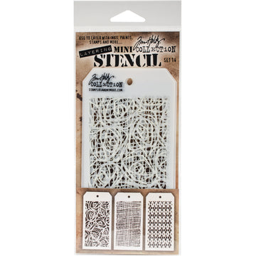 Stampers Anonymous Tim Holtz Mini Layered Stencil Set 3/Pkg - Set #14