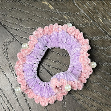 Pearl Plush Crochet Scrunchies