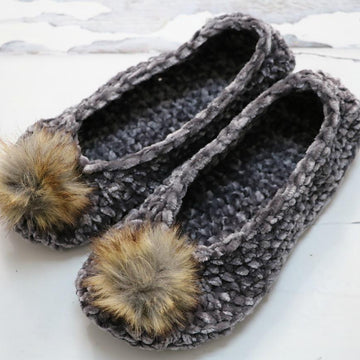 Velvet Ballet Pom Pom Slippers