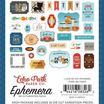 Echo Park Paper Echo Park Cardstock Ephemera 33/Pkg - Icons, I Love My Cat