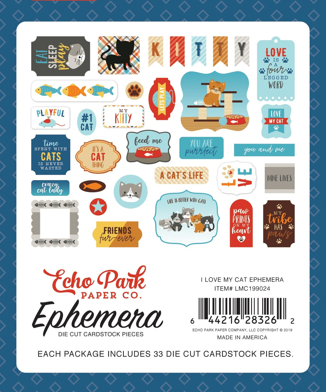 Echo Park Paper Echo Park Cardstock Ephemera 33/Pkg - Icons, I Love My Cat