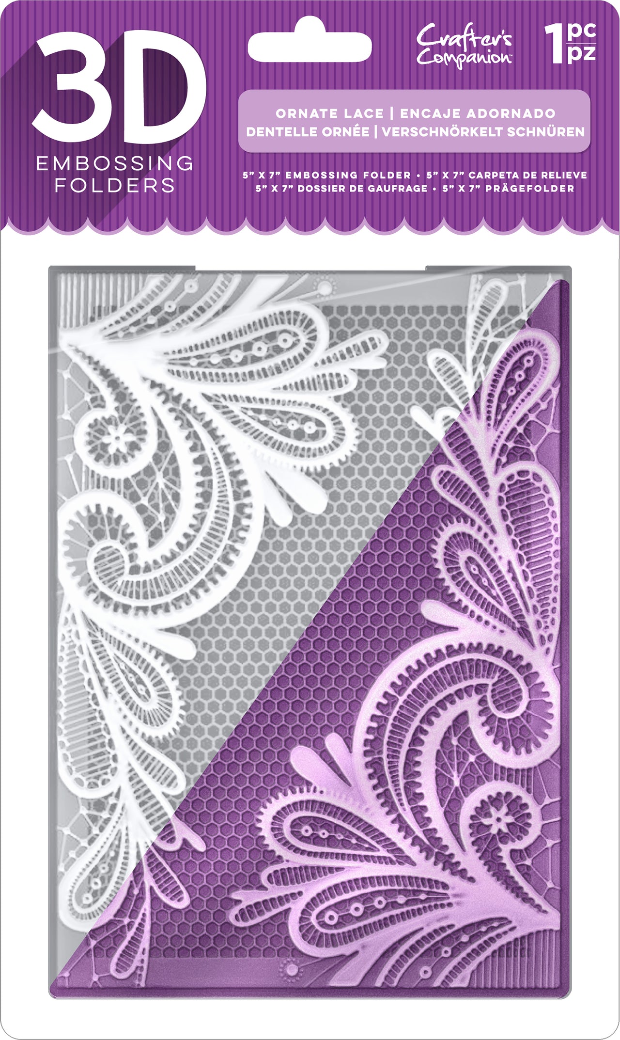 Crafter's Companion 3D Embossing Folder 5"X7" - Ornate Lace