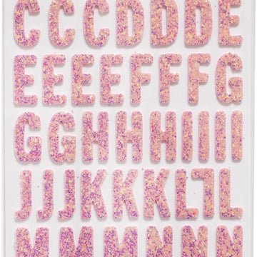 American Crafts Tealightful Thickers Stickers 5.5"X11" 138/Pkg - Letter Alpha/Pink Glitter Foam