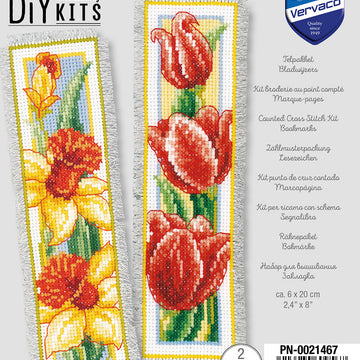 Vervaco Bookmark Kit Flowers Set Of 2 Cross Stitch Kit