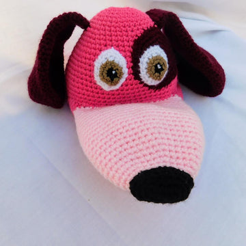 Belita, the amigurumi dog, hand puppet