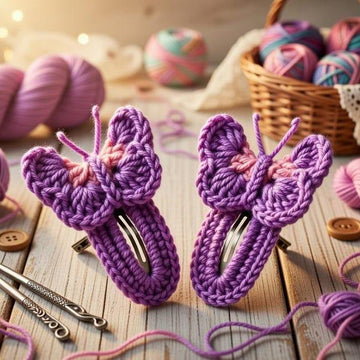 Crochet Butterfly Hair Clip Pdf + Video Tutorials