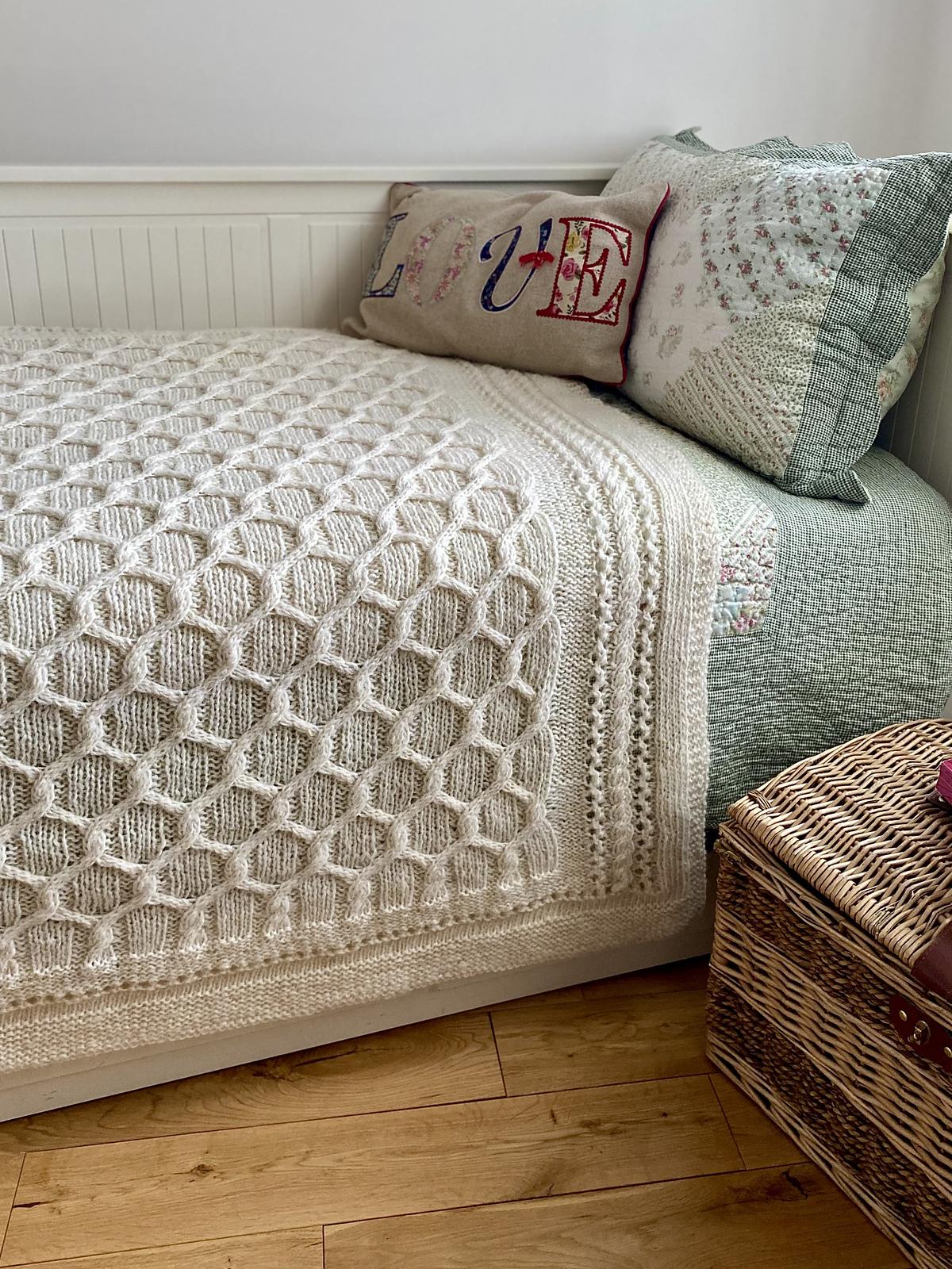Cabled Trellis Blanket