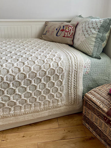 Cabled Trellis Blanket