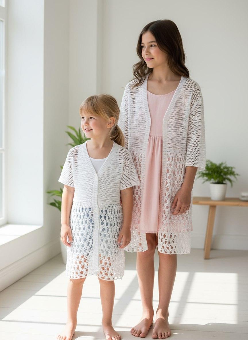 Crochet beach tunic for kids "Summer night".