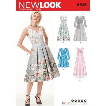 New Look 6526 Women's Dress With Bodice Variations 6526 - Paper Pattern, Size A (8-10-12-14-16-18)