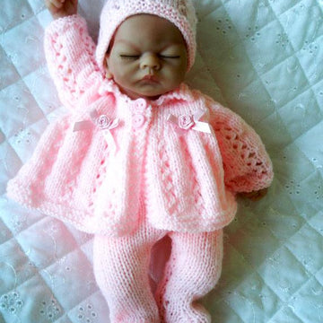Knitting pattern 10" Dolls Matinee Coat, Hat and Leggings