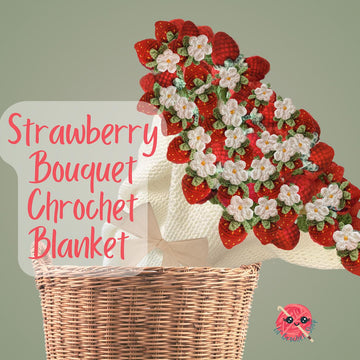 Strawberry Crochet Flower Bouquet Blanket