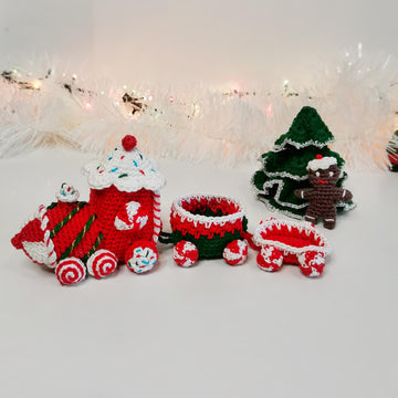 Gingerbread Christmas Train Amigurumi Set