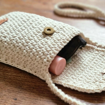 Mobile phone crossbody shoulder bag crochet pattern T10