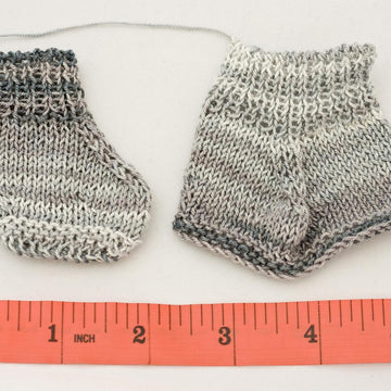 Flat Knitted Tiny Baby or Doll Socks