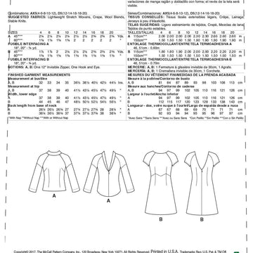 McCall's Misses' V-Back, Raglan-Sleeve Top and Dress M7628 - Sewing Pattern