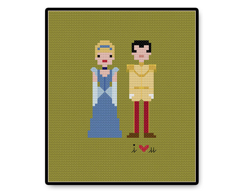 Cinderella and Prince Charming In Love Ball Gown - PDF Cross Stitch Pattern