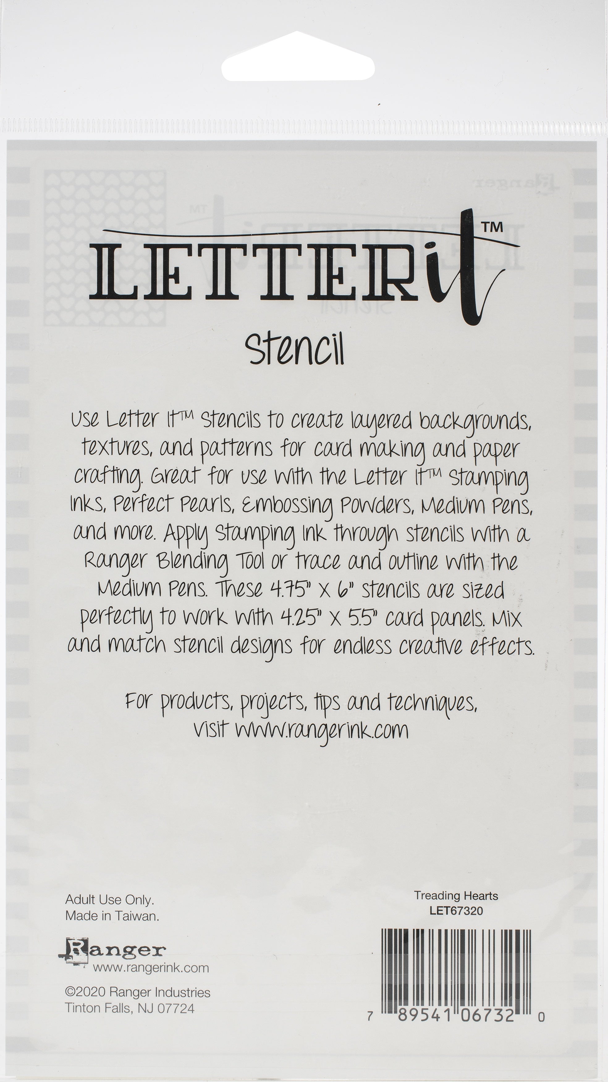 Ranger Letter It Background Stencil 4.75"X6" - Treading Hearts