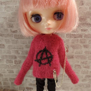 Anarchy boiled wool sweater for dolls
