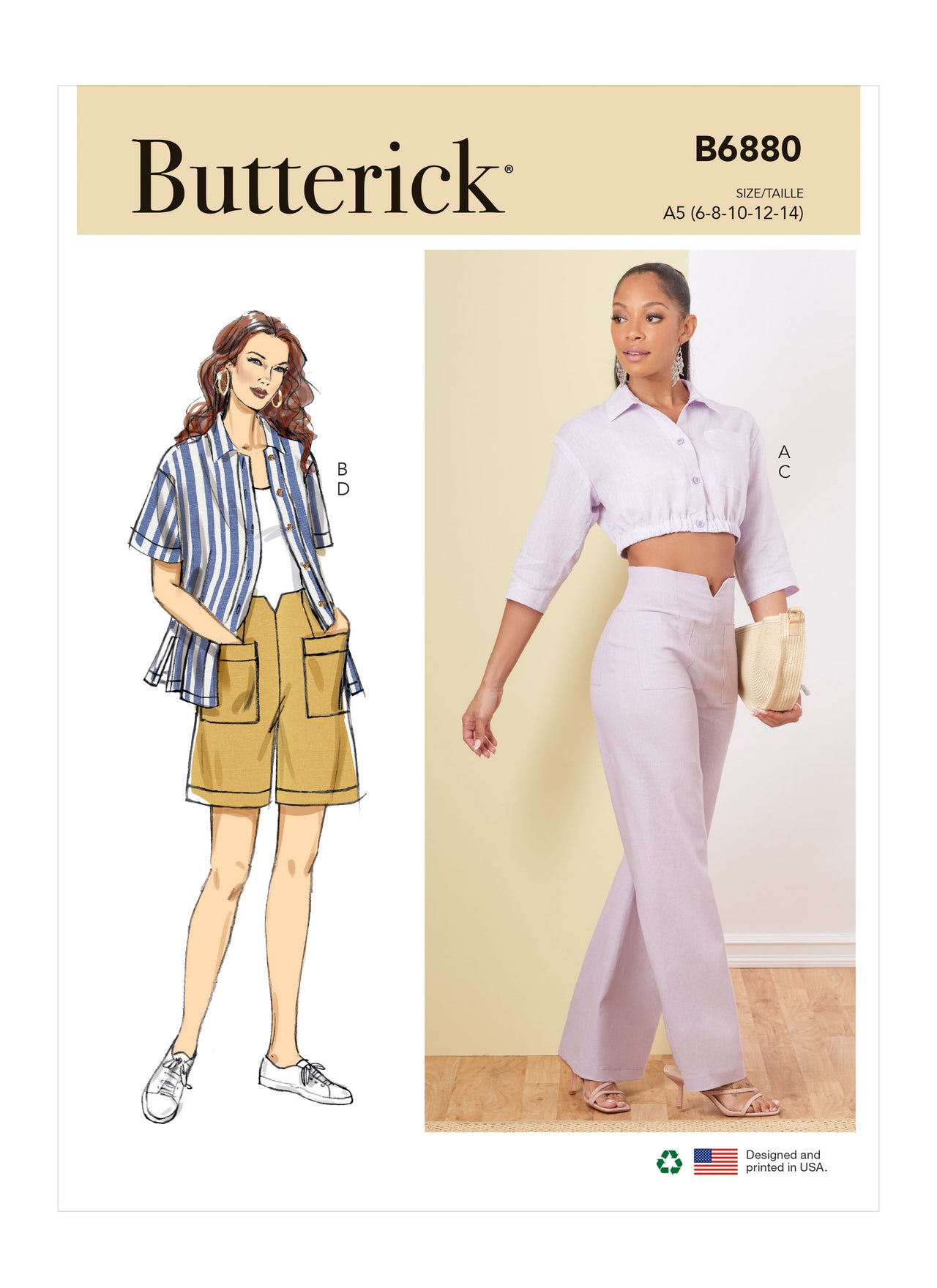 Butterick Misses' Shirts, Pants and Shorts B6880 - Sewing Pattern