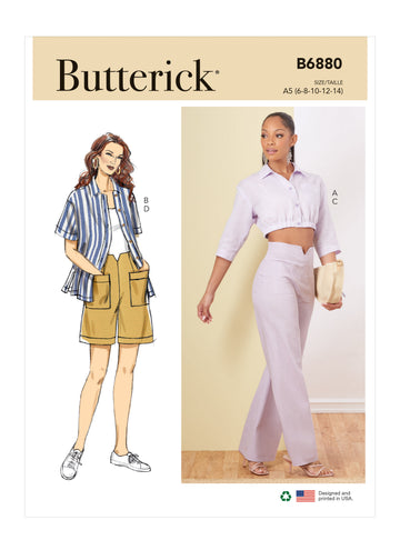 Butterick Misses' Shirts, Pants and Shorts B6880 - Sewing Pattern
