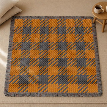 C2C CROCHET PATTERN Orange Plaid Blanket Sofa Afghan Square Throw 74x74 inch