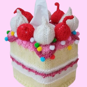 Cherry Cake Tissue Box Cover Knitting PatternCherry Cake Tissue Box Cover