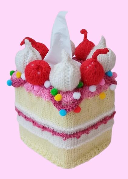 Cherry Cake Tissue Box Cover Knitting PatternCherry Cake Tissue Box Cover