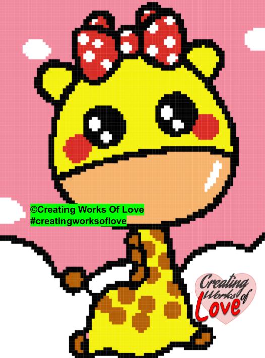 Girl Giraffe In Clouds Stitch Graph