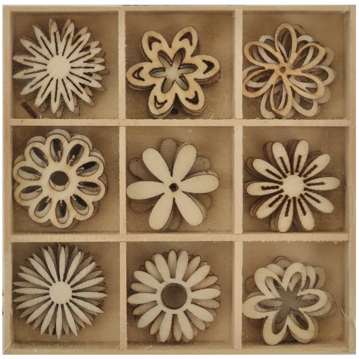 Kaisercraft Lucky Dip Wooden Shapes 45/Pkg - Flowers 1.25"