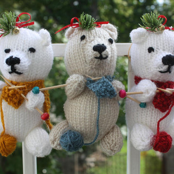 Teeny Knitting Teddy Ornament