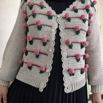 Rose Garden cardigan crochet pattern 3D stitch