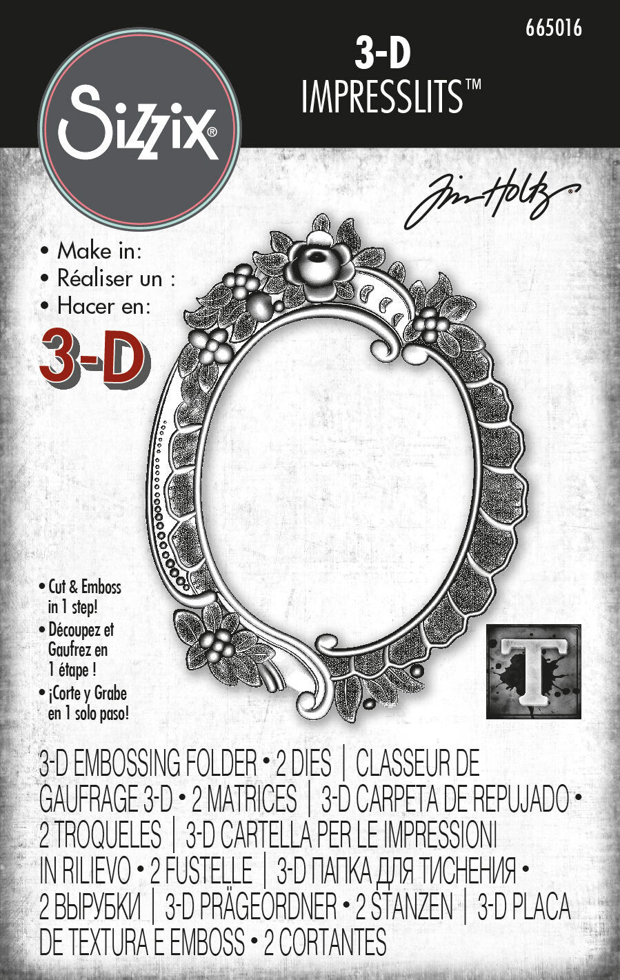 Sizzix 3-D Impresslits Embossing Folder - Floral Frame by Tim Holtz