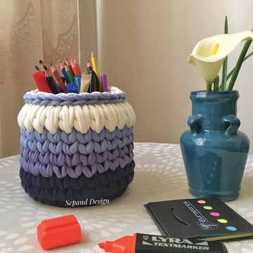 Zpagetti (t-shirt) yarn basket- Spike st- circle